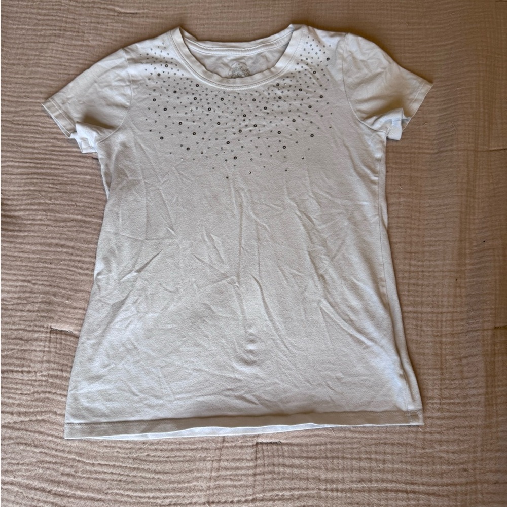 White sequin girls tee